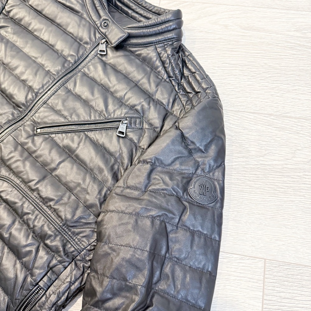 Moncler full leather Quilted Jacket Size 1 (Fits more like Size Small) JU0011 - Picture 13 of 15